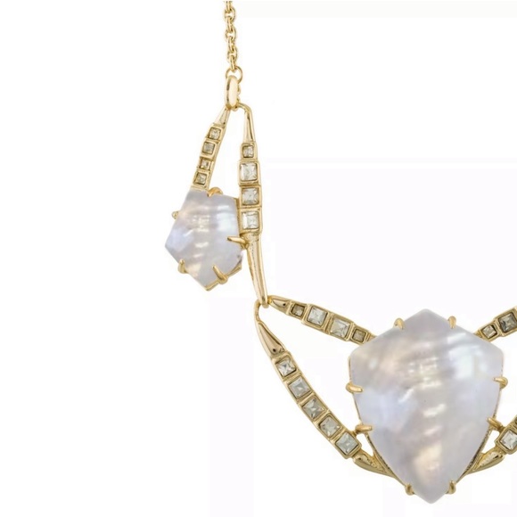 ALEXIS BITTAR • Gold Mother of Pearl Bib Necklace - Picture 3 of 5